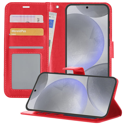 Samsung S24 Hoesje Book Case Kunstleer - Rood