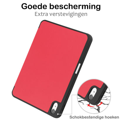 iPad 2022 / 2025 (A16 ) Trifold Bookcase Hoes met Penhouder voor Apple Pen - Rood
