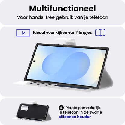Samsung S25 Ultra Hoesje Bookcase Cover met Kaarthouder - Wit