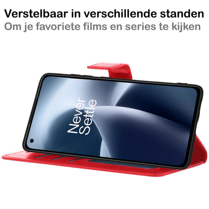 OnePlus Nord 2T Hoesje Bookcase Cover met Kaarthouder - Rood