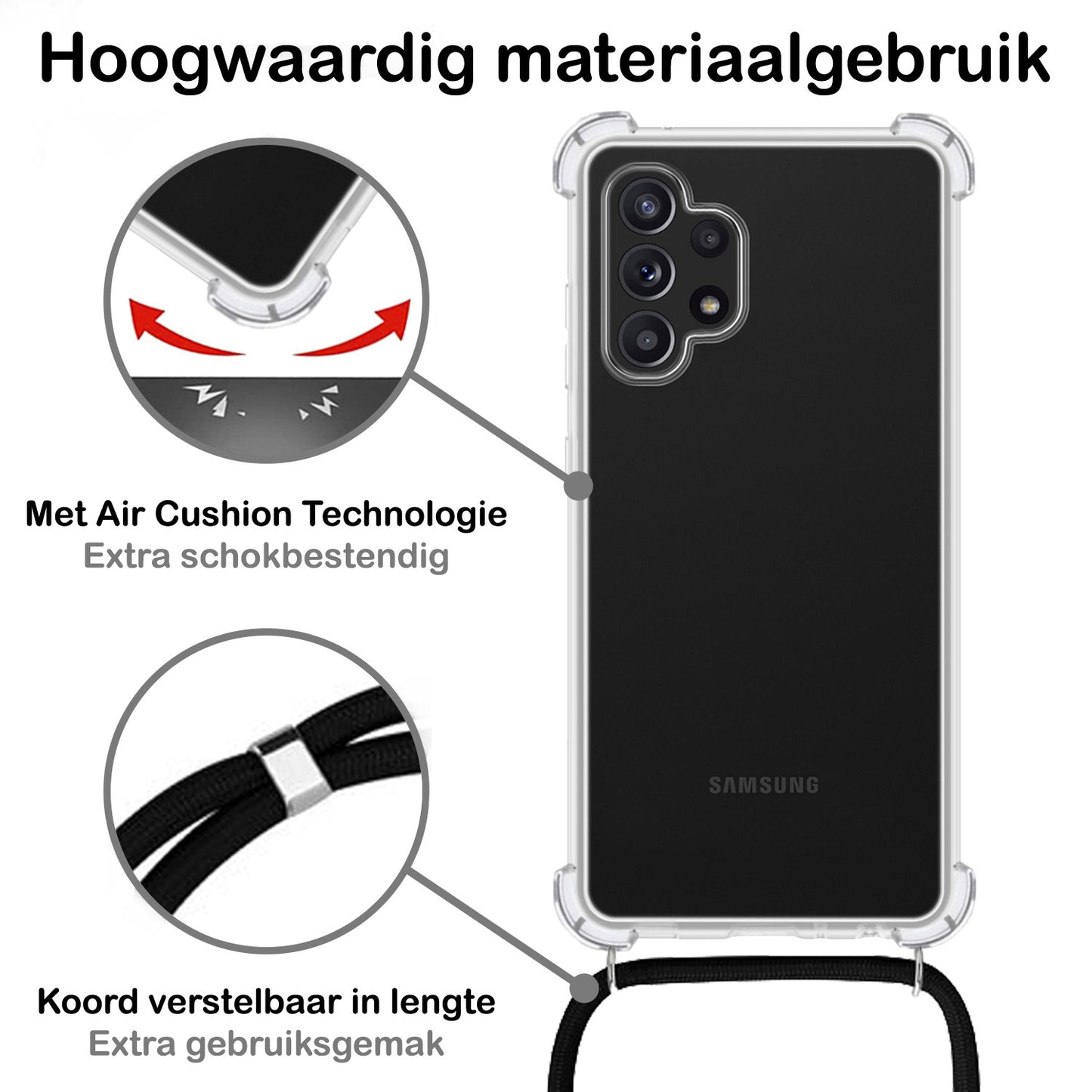 Samsung A32 5G Hoesje met Koord Siliconen - Transparant