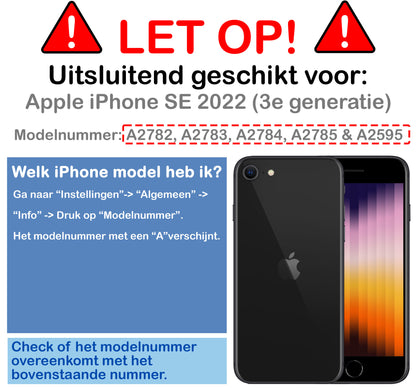 iPhone SE 2022 Hoesje Bookcase Cover met Kaarthouder - Donkerblauw