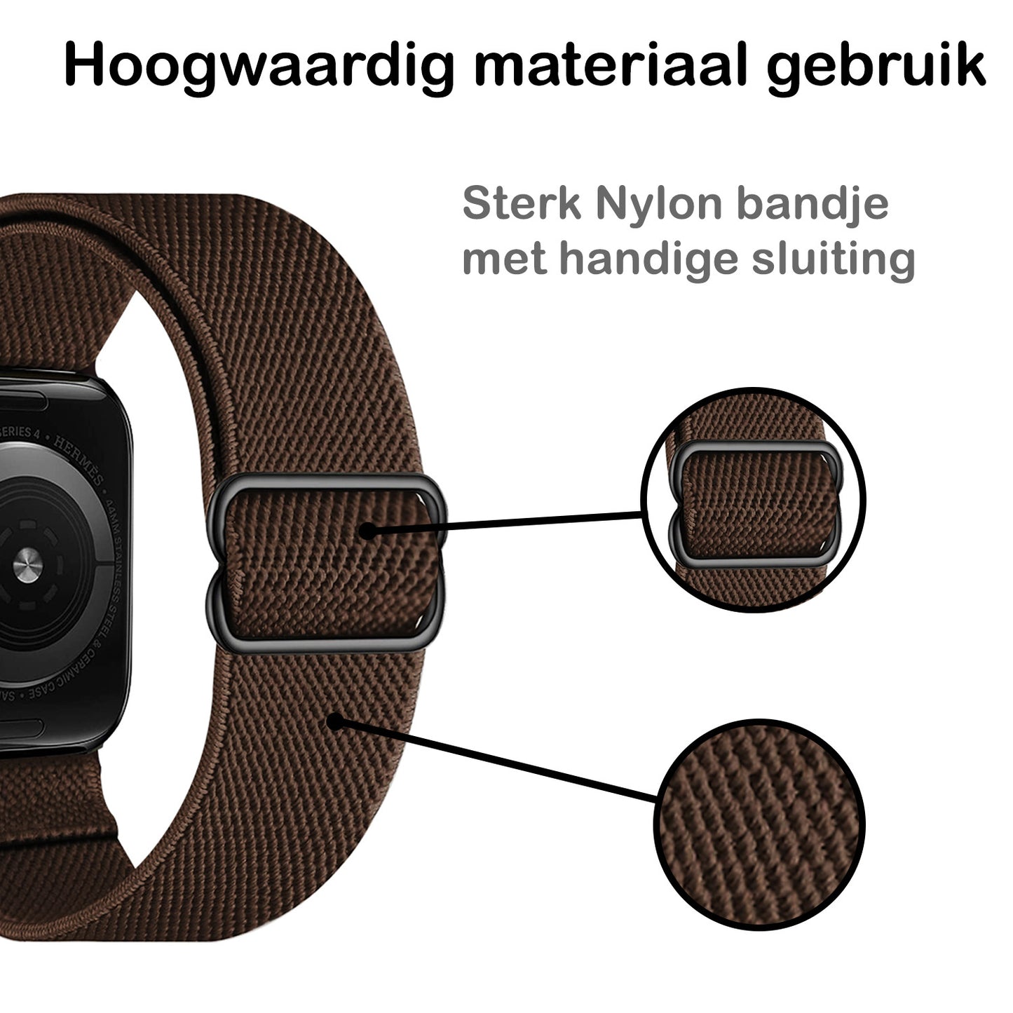 Horloge Bandje Geschikt Voor Apple Watch 1-8 / SE - 38/40/41 mm Bandje Stof - Bruin