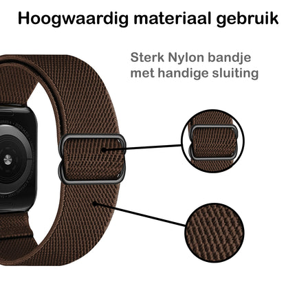 Horloge Bandje Geschikt Voor Apple Watch 1-8 / SE - 38/40/41 mm Bandje Stof - Bruin