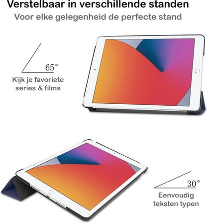 iPad 10.2 2020 Trifold Bookcase Hoes - Donkerblauw