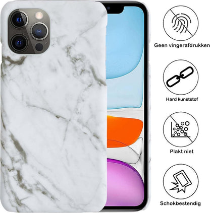 iPhone 11 Pro Max Hoesje Marmer Hard Case Cover - Wit