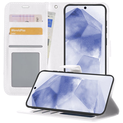 Samsung A55 Hoesje Bookcase Cover met Kaarthouder - Wit