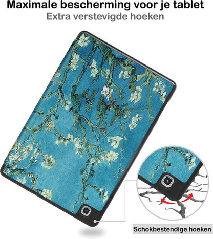 Samsung Galaxy Tab S6 Lite Trifold Bookcase Hoes met Penhouder voor S Pen - Bloesem