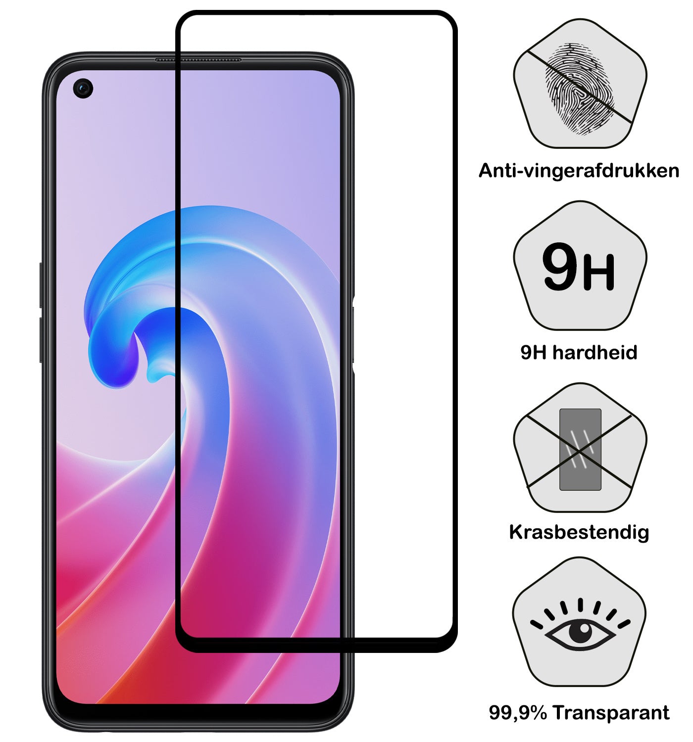 OPPO A96 Screenprotector Full Cover Tempered Glass