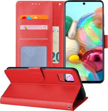 Samsung A71 Hoesje Bookcase Cover met Kaarthouder - Rood