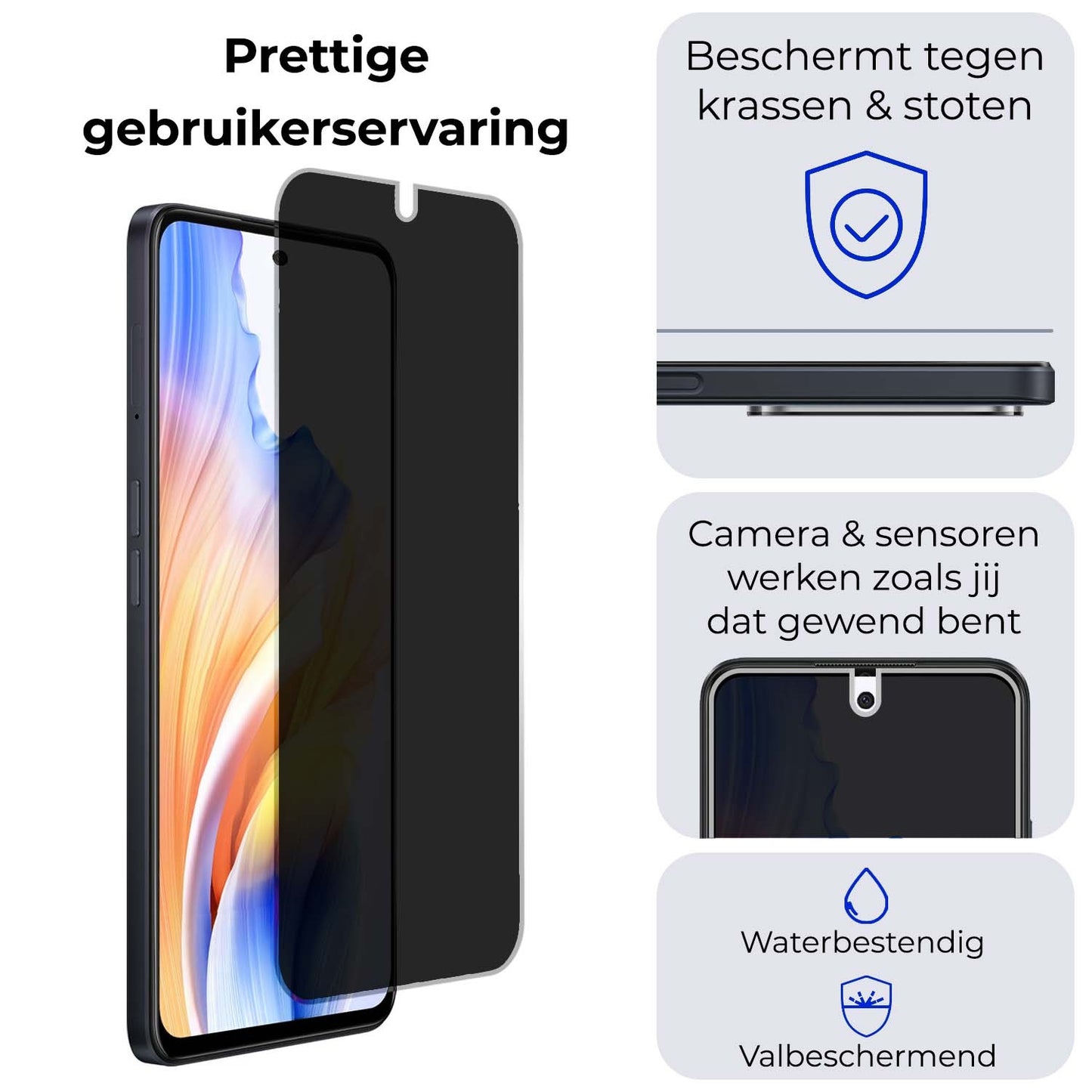 OPPO A98 Screenprotector Privacy Tempered Glass