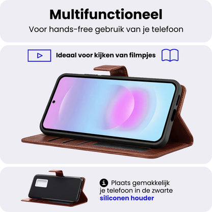 Samsung A37 Hoesje Bookcase Cover met Kaarthouder - Bruin