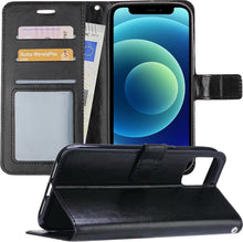 iPhone 12 Pro Hoesje Bookcase Cover met Kaarthouder - Zwart