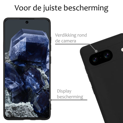 Google Pixel 8 Hoesje Siliconen Backcover Lichtgewicht - Zwart