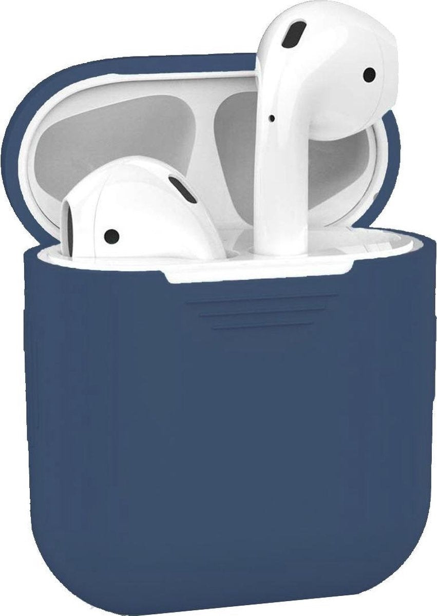 AirPods 1 Hoesje Siliconen met Clip - Blauwgrijs