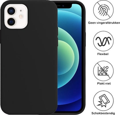 iPhone 12 Hoesje Siliconen Backcover Lichtgewicht - Zwart