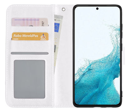 Samsung S22 Plus Hoesje Bookcase Cover met Kaarthouder - Wit