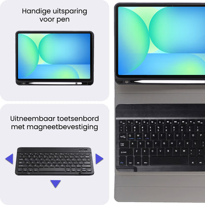 Samsung Galaxy Tab S10 Lite Toetsenbord Hoes met Uitneembaar toetsenbord - Zwart