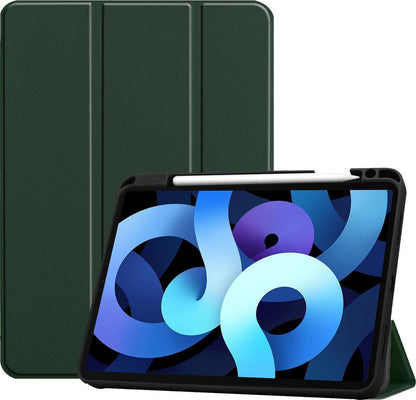 iPad Air 2020 Trifold Bookcase Hoes met Penhouder voor Apple Pen - Donkergroen