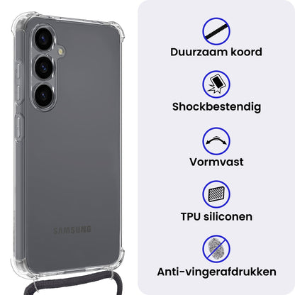 Samsung S25 FE Hoesje met Koord Backcover Shockproof - Transparant