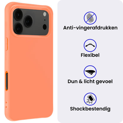 iPhone 17 Pro Max Hoesje Siliconen Backcover Lichtgewicht - Perzik