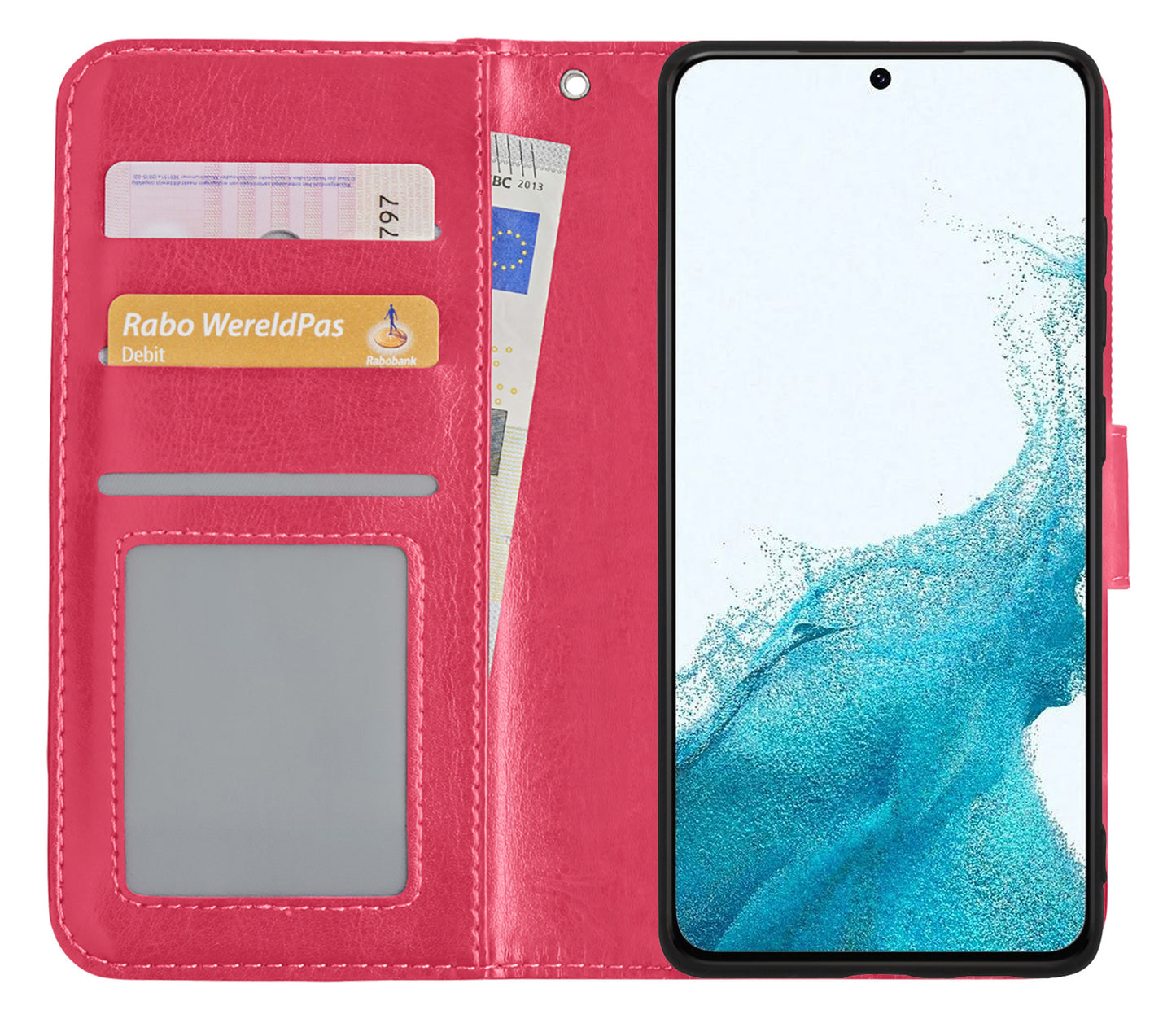 Samsung S22 Plus Hoesje Book Case Kunstleer - Donkerroze