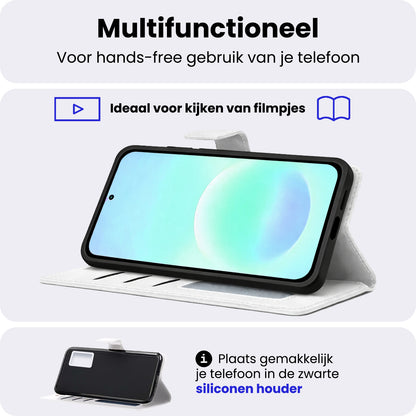 Samsung A37 Hoesje Bookcase Cover met Kaarthouder - Wit