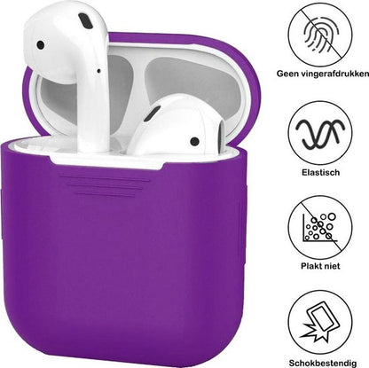 AirPods 1 Hoesje Siliconen met Clip - Paars