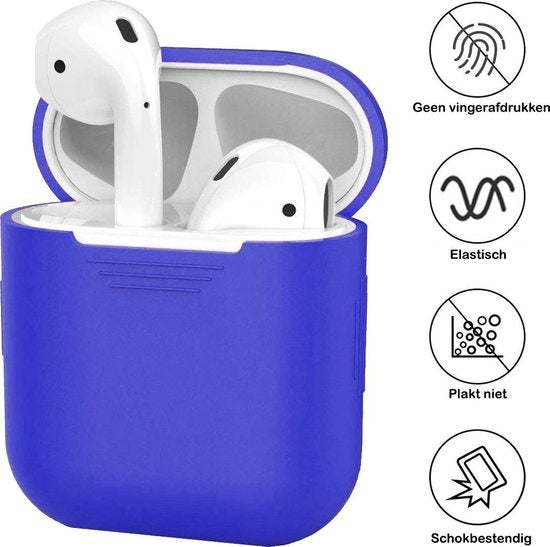 AirPods 1 Hoesje Siliconen met Clip - Donkerblauw