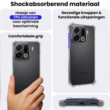 OPPO Find X9 Pro Hoesje Shockproof Backcover Siliconen - Transparant