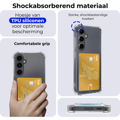 Samsung A35 Hoesje Kaarthouder Backcover Shockproof - Transparant