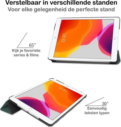 iPad 10.2 2019 Trifold Bookcase Hoes - Donkergroen