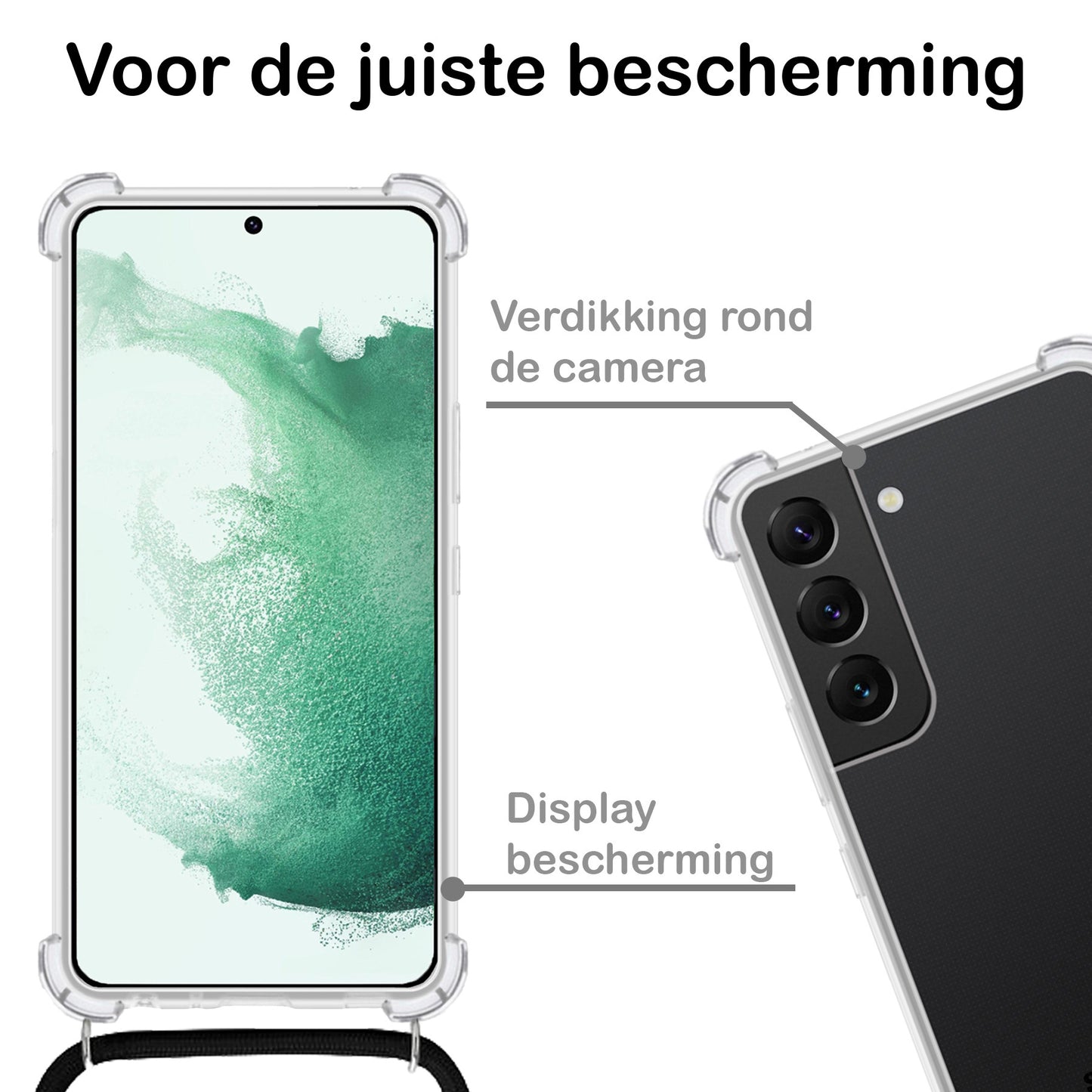 Samsung S22 Hoesje met Koord Siliconen - Transparant