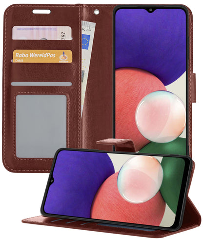 Samsung M22 Hoesje Bookcase Cover met Kaarthouder - Bruin