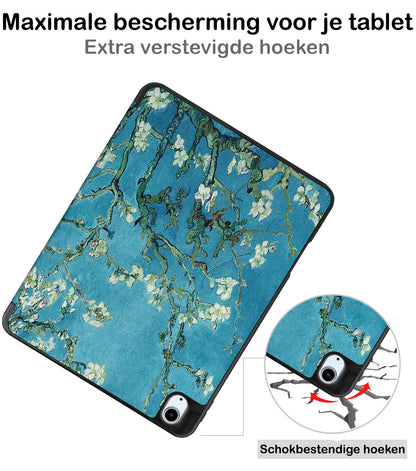 iPad Air 2022 Trifold Bookcase Hoes met Penhouder voor Apple Pen - Bloesem