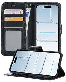 iPhone Air Hoesje Bookcase Cover met Kaarthouder - Zwart