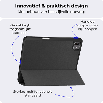iPad Pro 2024 (13 inch) Trifold Bookcase Hoes met Penhouder voor Apple Pen - Zwart