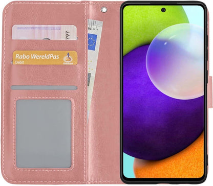 Samsung A52 5G Hoesje Bookcase Cover met Kaarthouder - Rosé goud