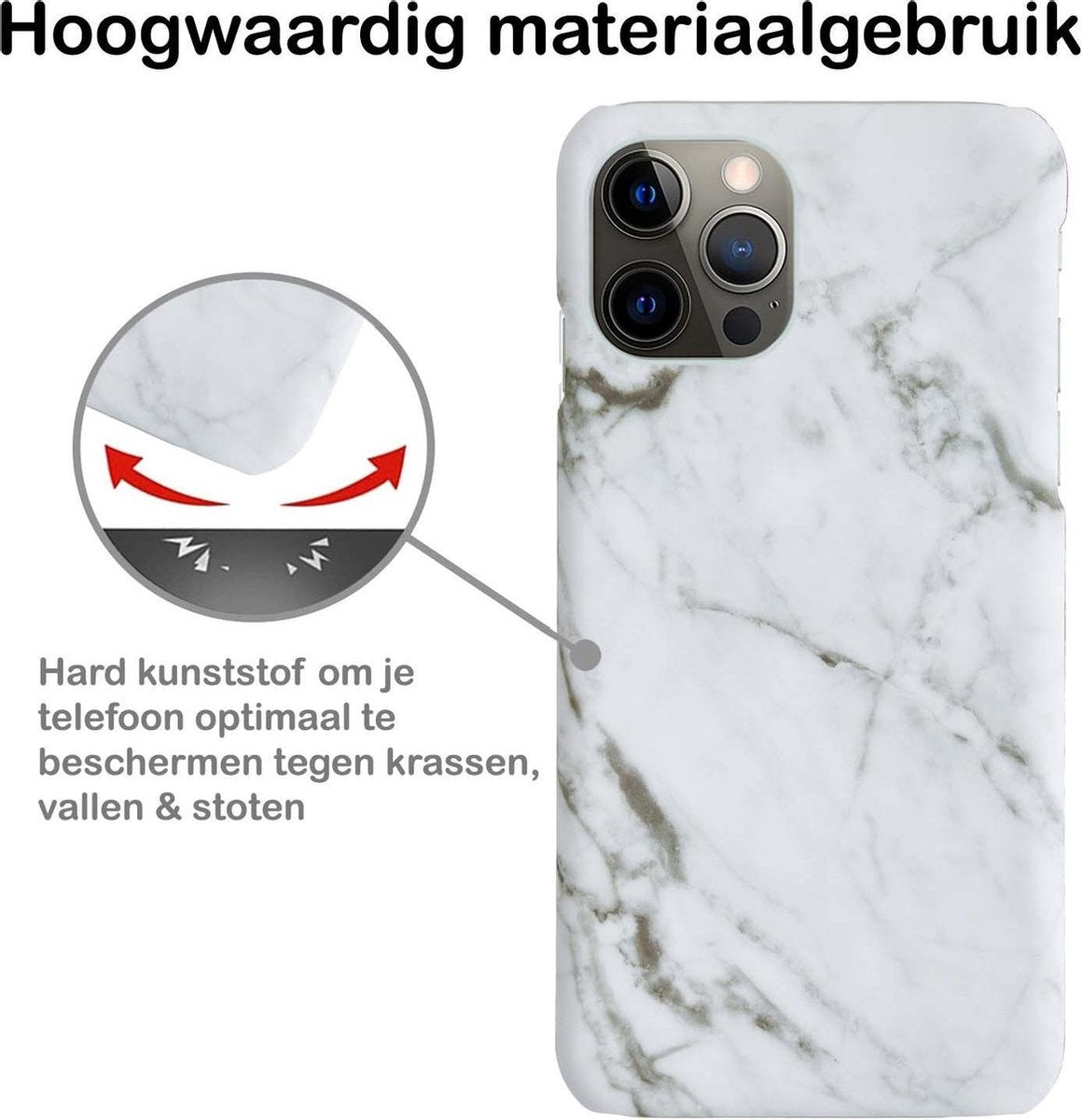 iPhone 11 Pro Max Hoesje Marmer - Wit