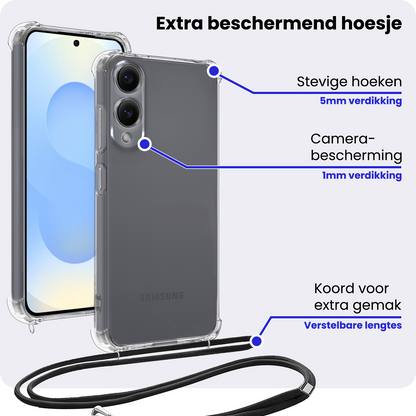 Samsung S25 Edge Hoesje met Koord Backcover Shockproof - Transparant
