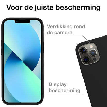 iPhone 13 Pro Max Hoesje Siliconen Backcover Lichtgewicht - Zwart