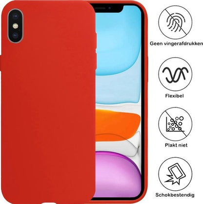 iPhone Xs Hoesje Siliconen Backcover Lichtgewicht - Rood