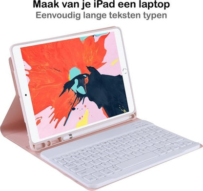 iPad 10.2 2019 Hoesje Toetsenbord Case Kunstleer - Lichtroze