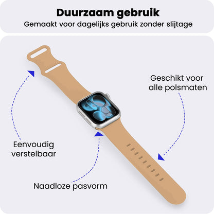 Apple Watch 1, 2, 3, 4, 5, 6, 7, 8, 9, 10, 11, SE - 42/44/45/46 mm Bandje Siliconen met verstelbare polsband - Walnoot