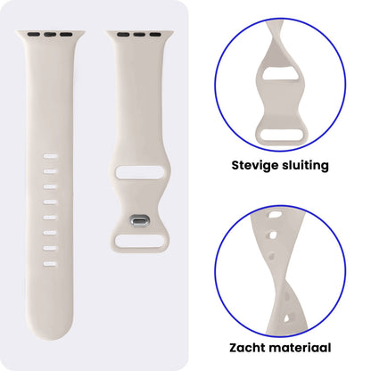 Apple Watch 1, 2, 3, 4, 5, 6, 7, 8, 9, SE - 38/40/41 mm Bandje Siliconen met verstelbare polsband - Ivoor