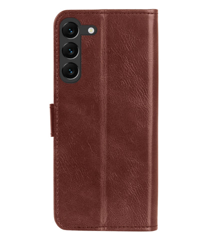 Samsung S23 Plus Hoesje Bookcase Cover met Kaarthouder - Bruin
