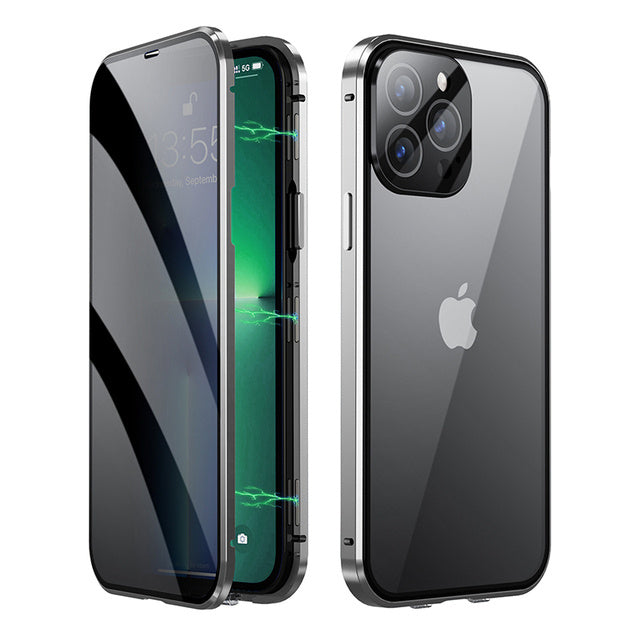 iPhone 12 Pro Hoesje met Ingebouwde Screen Protector - Zilver