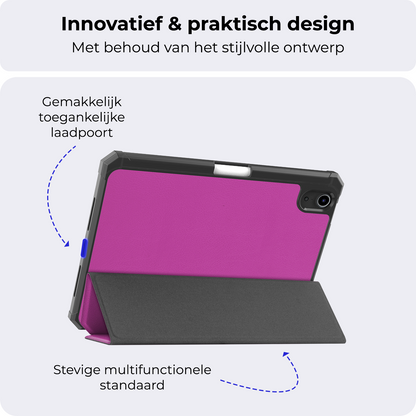 iPad Mini 7 Trifold Bookcase Hoes met Penhouder voor Apple Pen - Paars