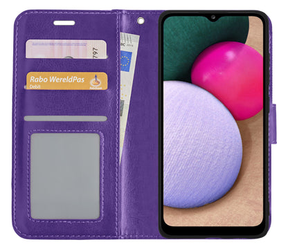 Samsung A02s Hoesje Bookcase Cover met Kaarthouder - Paars
