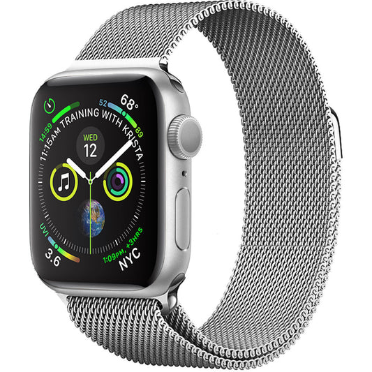 Polsbandje Met Magneetsluiting Geschikt voor Apple Watch SE 44 mm Bandje Milanees - Zilver